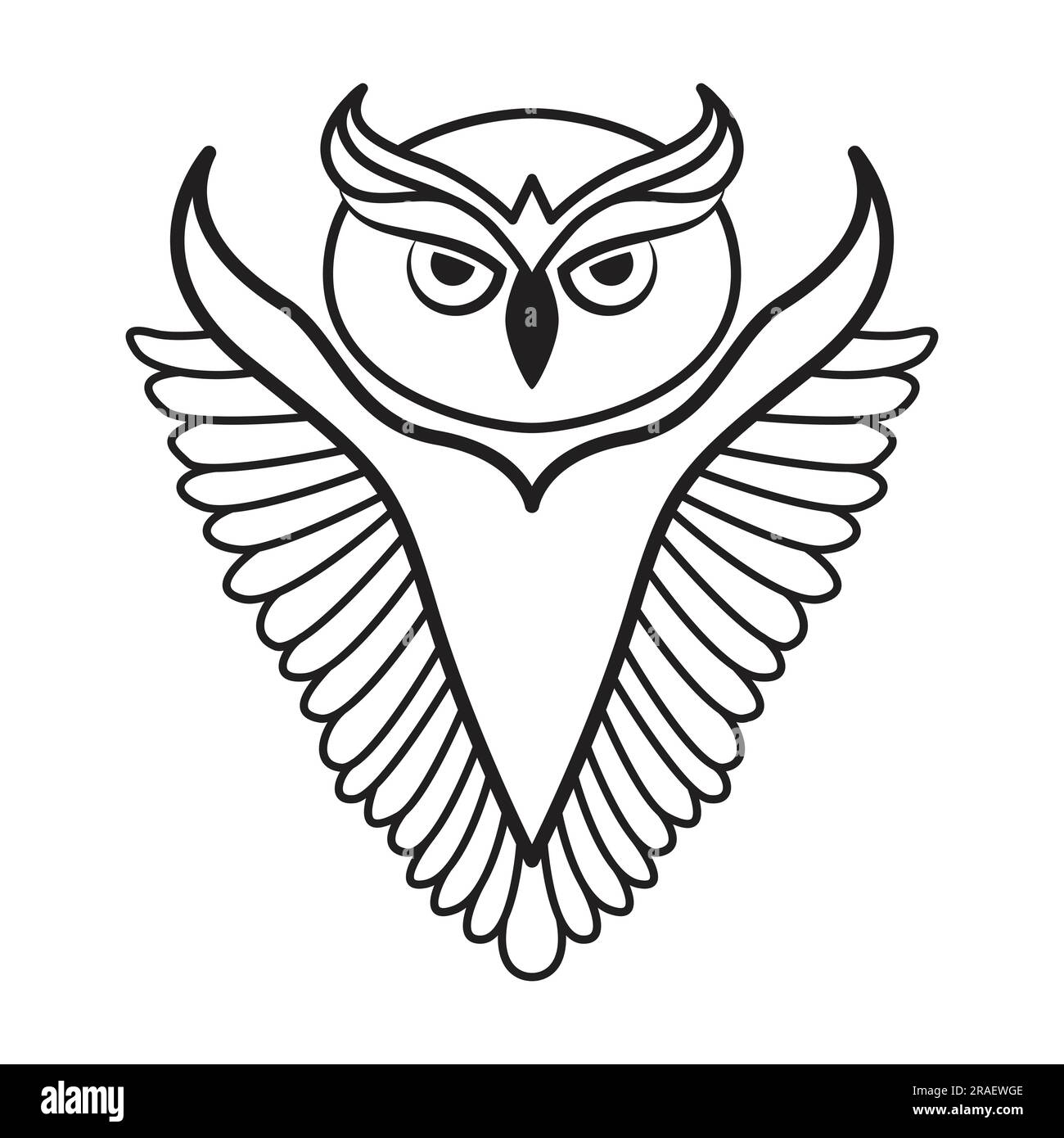 Motif abstrait hibou vectoriel. Icône plate de sage oiseau. Illustration de Vecteur