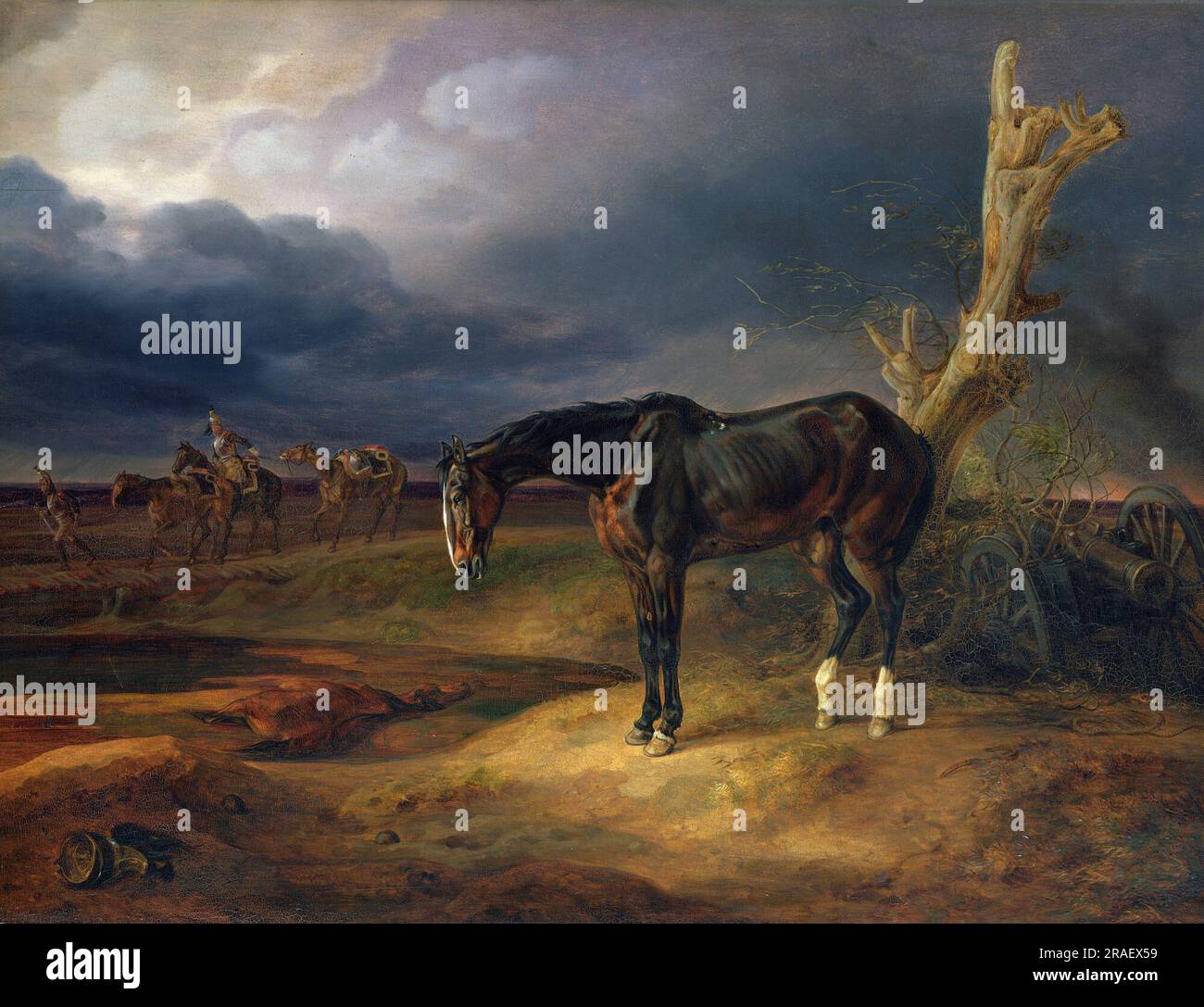 Cheval sans propriétaire sur le champ de bataille de Moshaisk en 1812 1834 par Albrecht Adam Banque D'Images