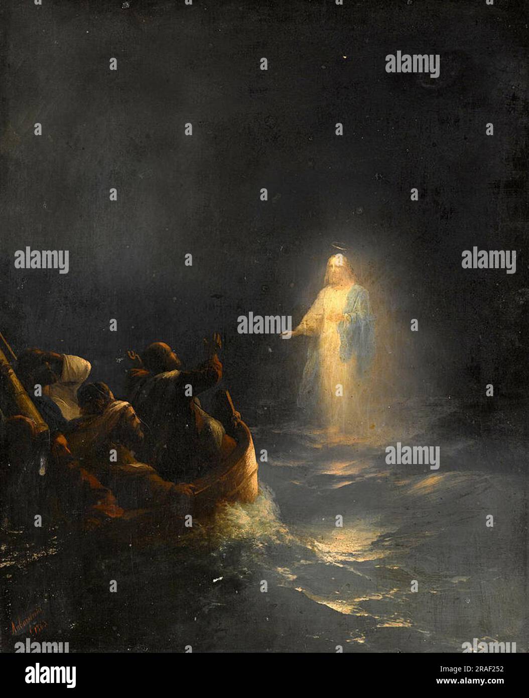 Jésus-Christ marchant sur l'eau icône orthodoxe en bois avec feuille d'or – Agiografia Icons
