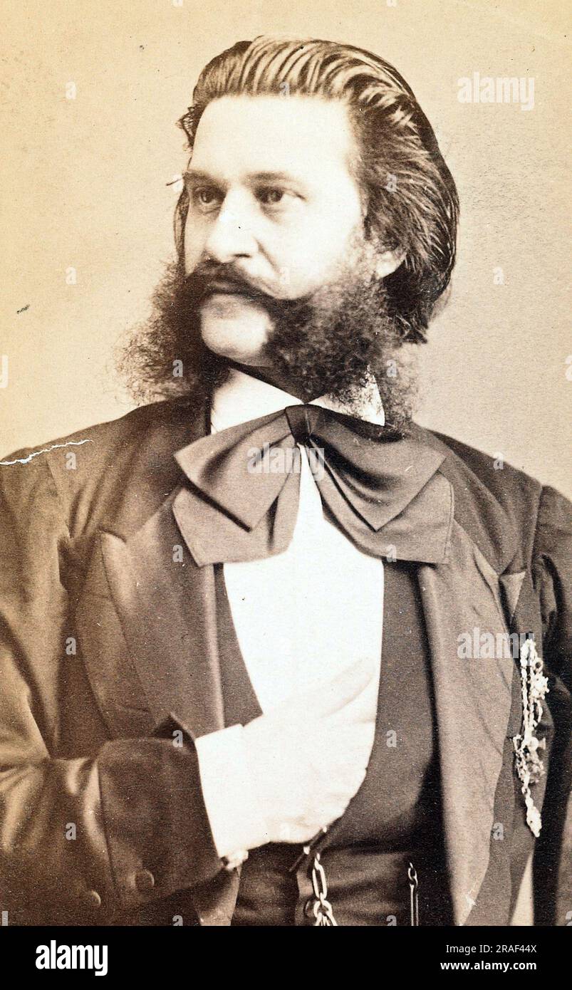 Johann Baptist Strauss II (25. Oktober 1825 - 3. Juni 1899), auch bekannt als Johann Strauss jr. Der Jüngere oder Sohn, war ein österreichischer Komponist von Unterhaltungsmusik, insbesondere von Tanzmusik und Operetten, ein Geiger, Historisch, digital restaurierte Reproduktion von einer Vorlage aus dem 19. Jahrhundert / Johann Baptist Strauss II (25 octobre 1825 - 3 juin 1899), également connu sous le nom de Johann Strauss Jr. Le plus jeune ou le fils, était un compositeur autrichien de musique légère, en particulier de la musique de danse et des opérettes, ainsi qu'une reproduction violoniste, historique, restaurée numériquement fr Banque D'Images