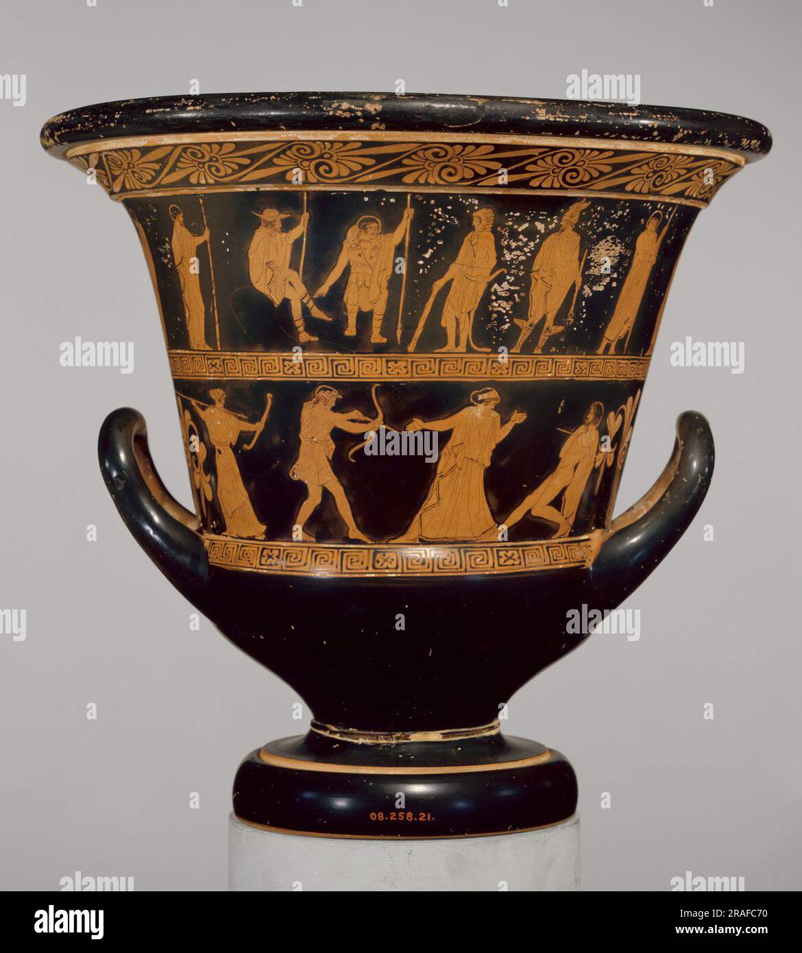 Terracotta Calyx Kratter (bol pour mélanger le vin et l'eau) 440 av. J.-C. par la poterie grecque ancienne Banque D'Images