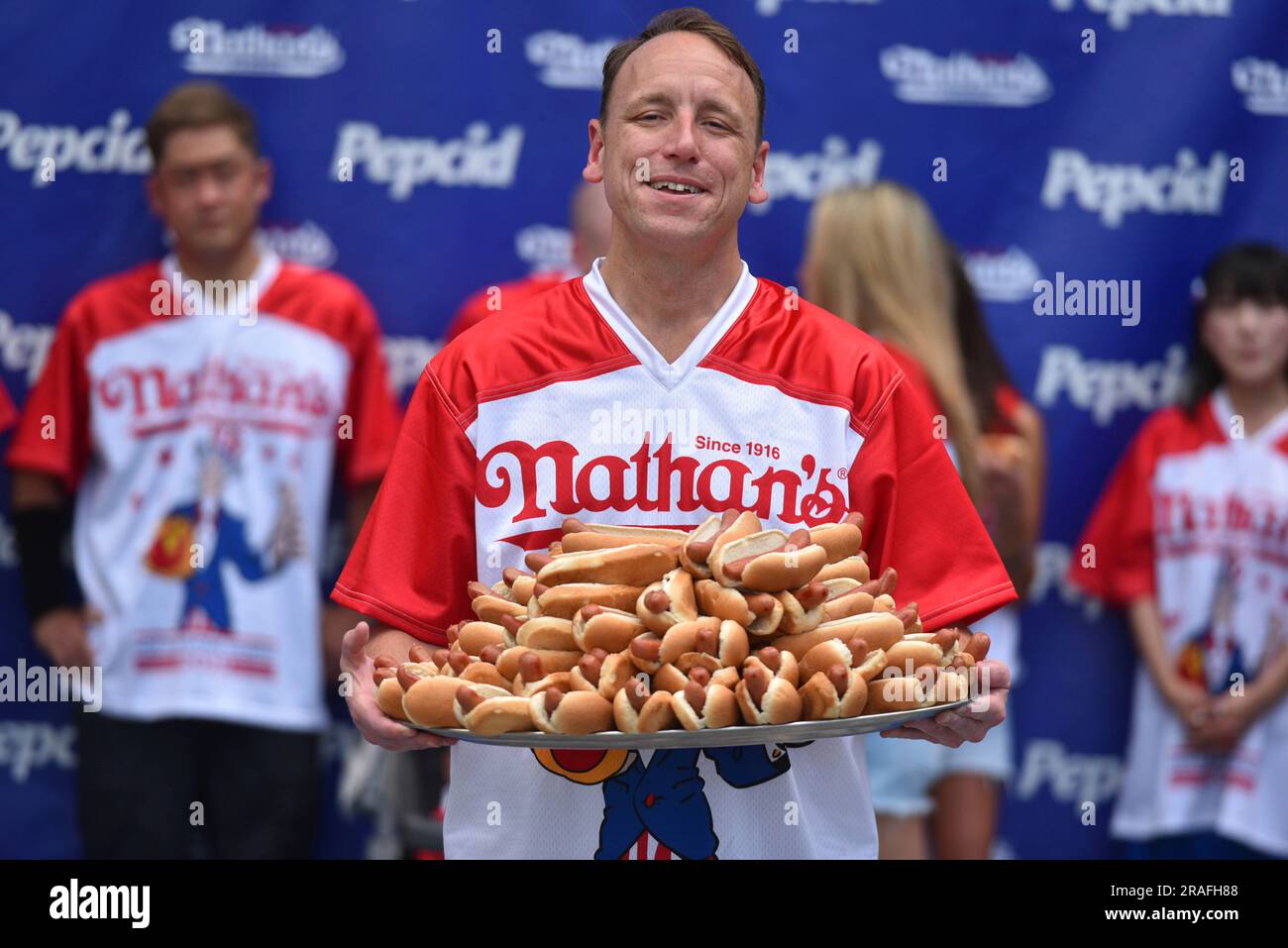 Photo By: NDZ/STAR MAX/IPx 2023 7/3/23 Competitive Eater Joey Chestnut ...