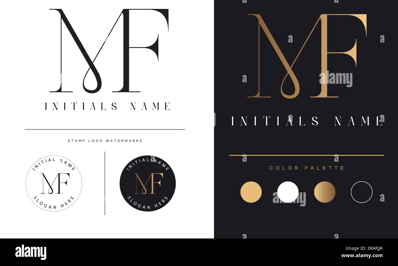 Logo de luxe MF ou FM à lettre textuelle initiale monogramme Illustration de Vecteur