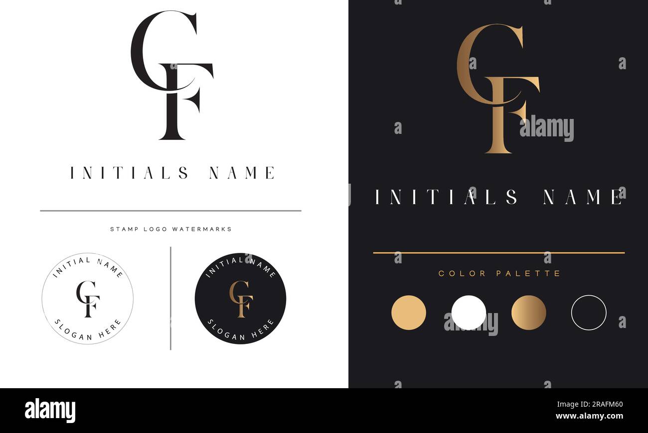 Design de logo de lettre de texte initiale CF ou FC de luxe Illustration de Vecteur