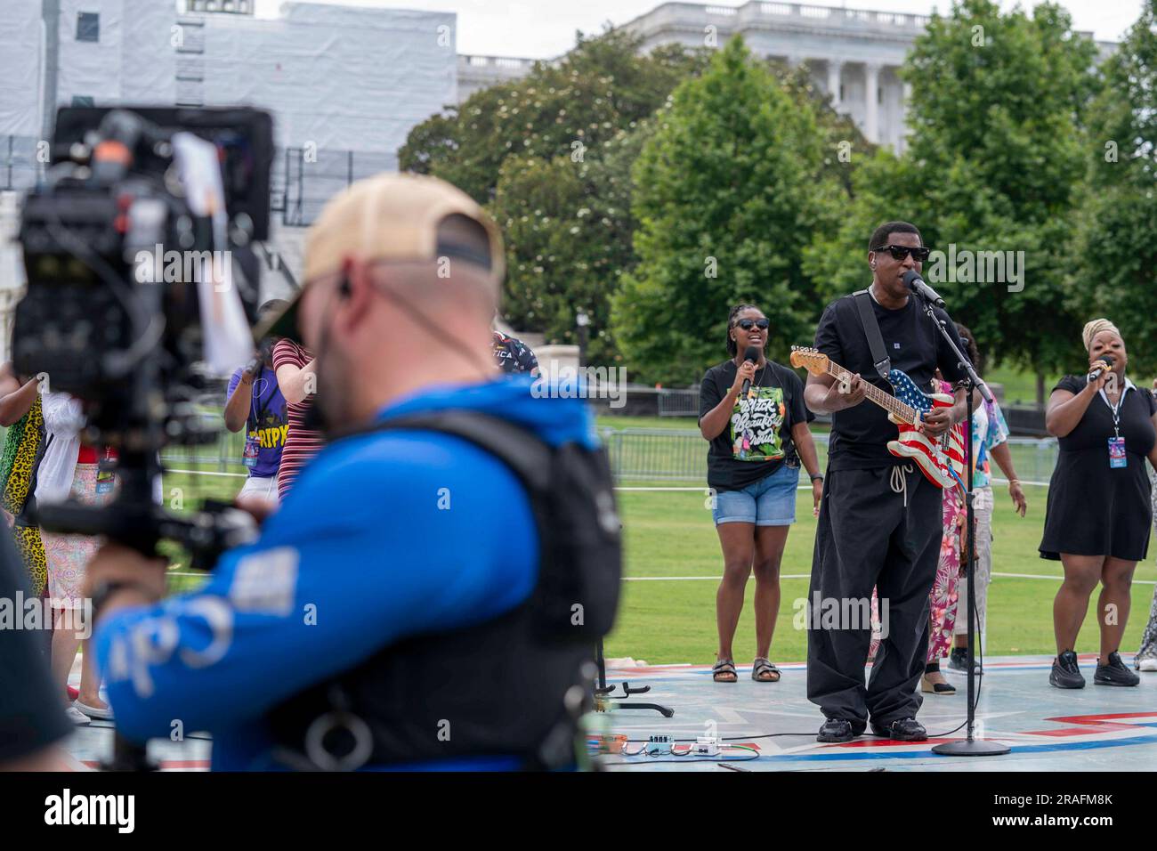 Washington, États-Unis. 03rd juillet 2023. Babyface, auteur-compositeur-interprète, répète le concert annuel de la quatrième journée de l'indépendance du Capitole en 43rd sur la pelouse du front de l'ouest des États-Unis Capitole à Washington, DC lundi, 3 juillet 2023. Photo de Bonnie Cash/UPI Credit: UPI/Alay Live News Banque D'Images