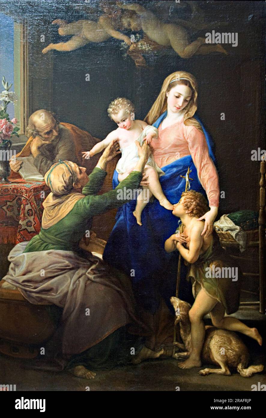 Sacra Famiglia con i Santi Elisabetta E Giovanni Battista Banque D'Images