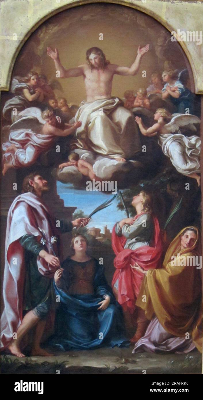 Christ avec les saints Julian, Basilissa, Celsus et Marcionilla 1738 par Pompeo Batoni Banque D'Images