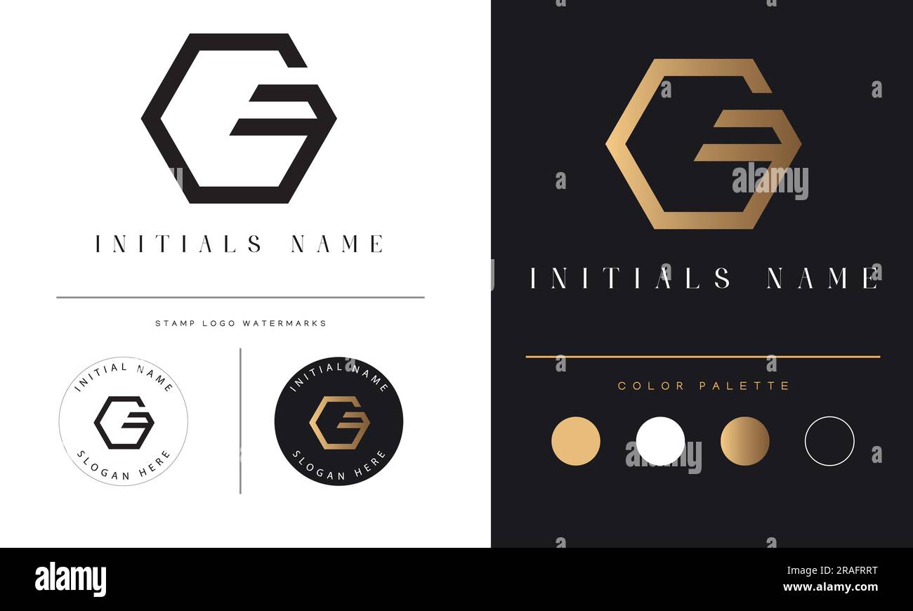 Design de luxe GF ou FG initial monogramme lettre logo Illustration de Vecteur