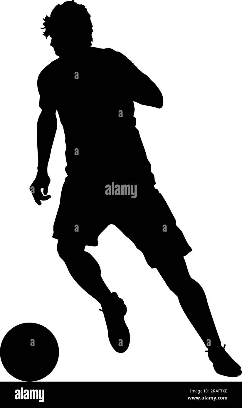 Joueur de football avec silhouette de balle isolée sur fond blanc. Illustration vectorielle Illustration de Vecteur