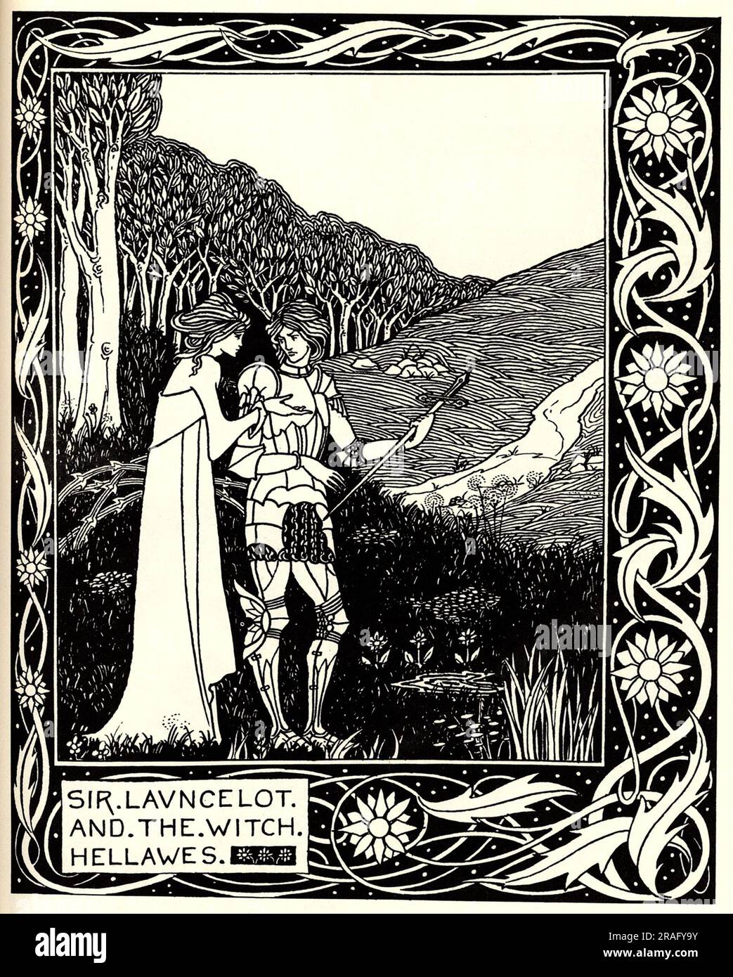 Sir Launcelot et The Witch Hellawes 1894 par Aubrey Beardsley Banque D'Images