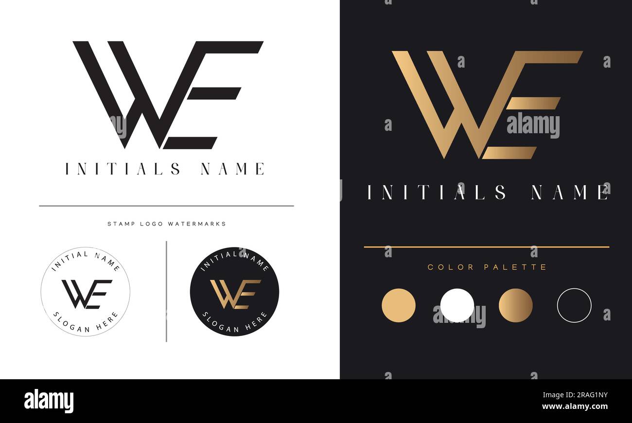 Luxe WE ou EW initial Monogram Text Letter Design logo Illustration de Vecteur