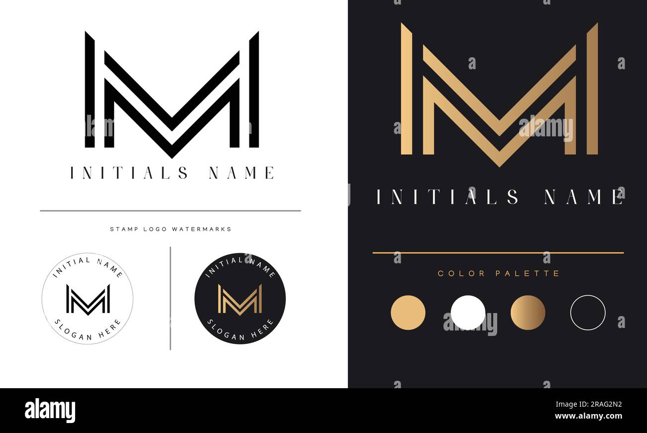 Luxe M Monogramme initial lettre logo Design Illustration de Vecteur