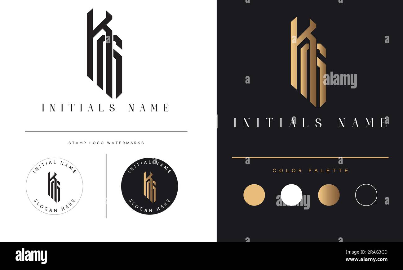 Luxury KG ou GK initial Monogram Text Letter Design logo Illustration de Vecteur