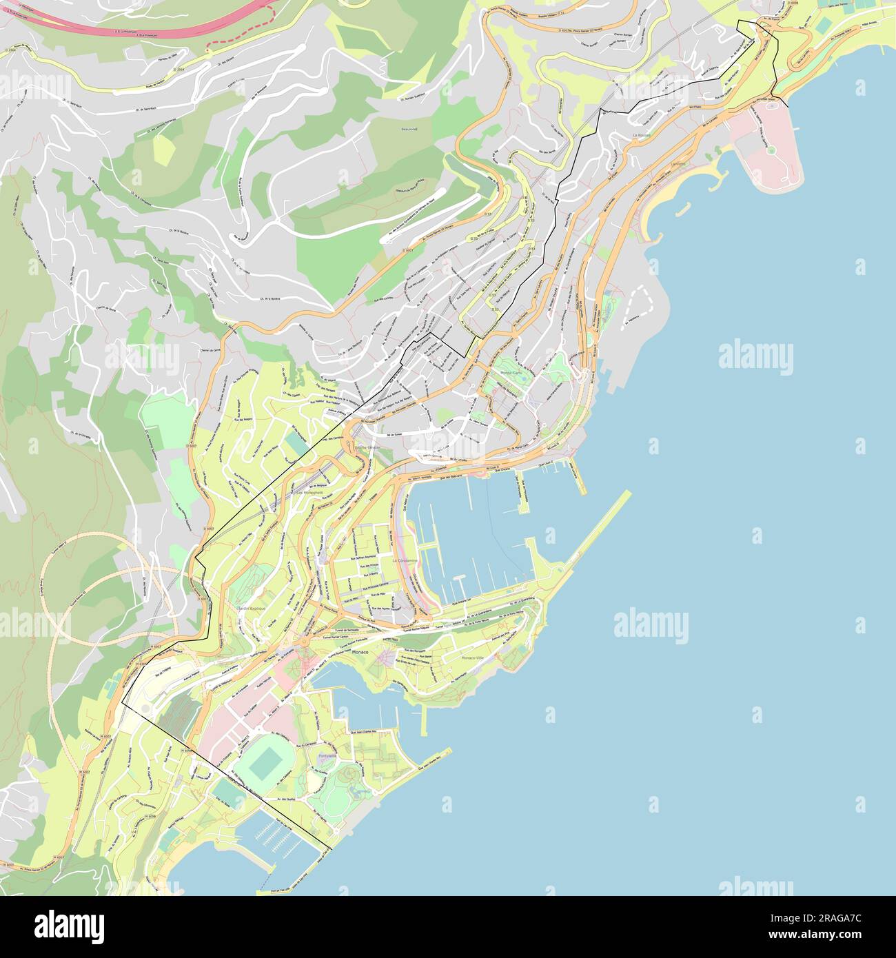 Carte vectorielle des données Monaco d'OpenStreetMap Illustration de Vecteur