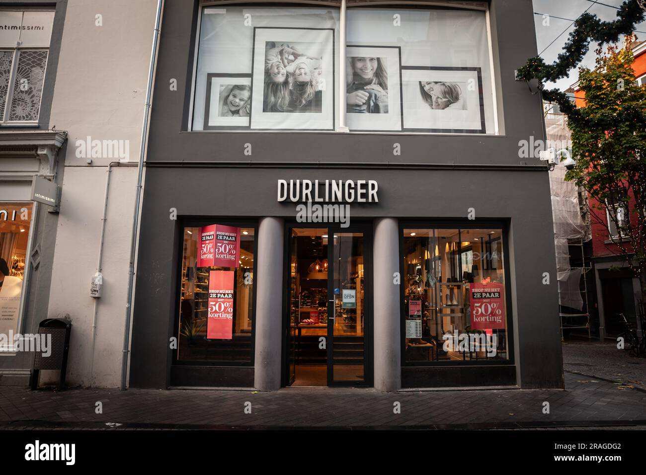 Photo d'un signe avec le logo de Durlinger à Maastricht, pays-bas. Banque D'Images