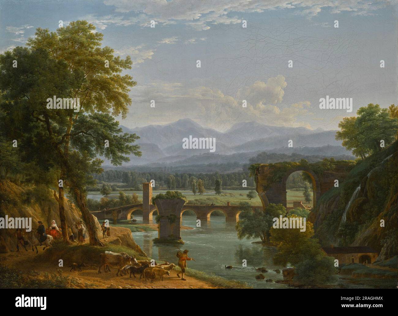 Le pont Augustus au-dessus de la Nera, près de la ville de Narni, Italie 1790 par Jean-Joseph-Xavier Bidauld Banque D'Images