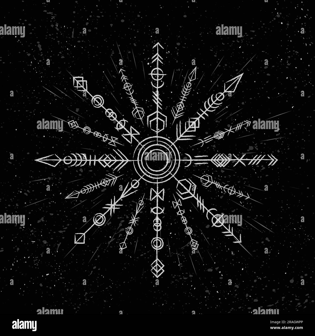 Symbole blanc boho runique abstrait Illustration de Vecteur