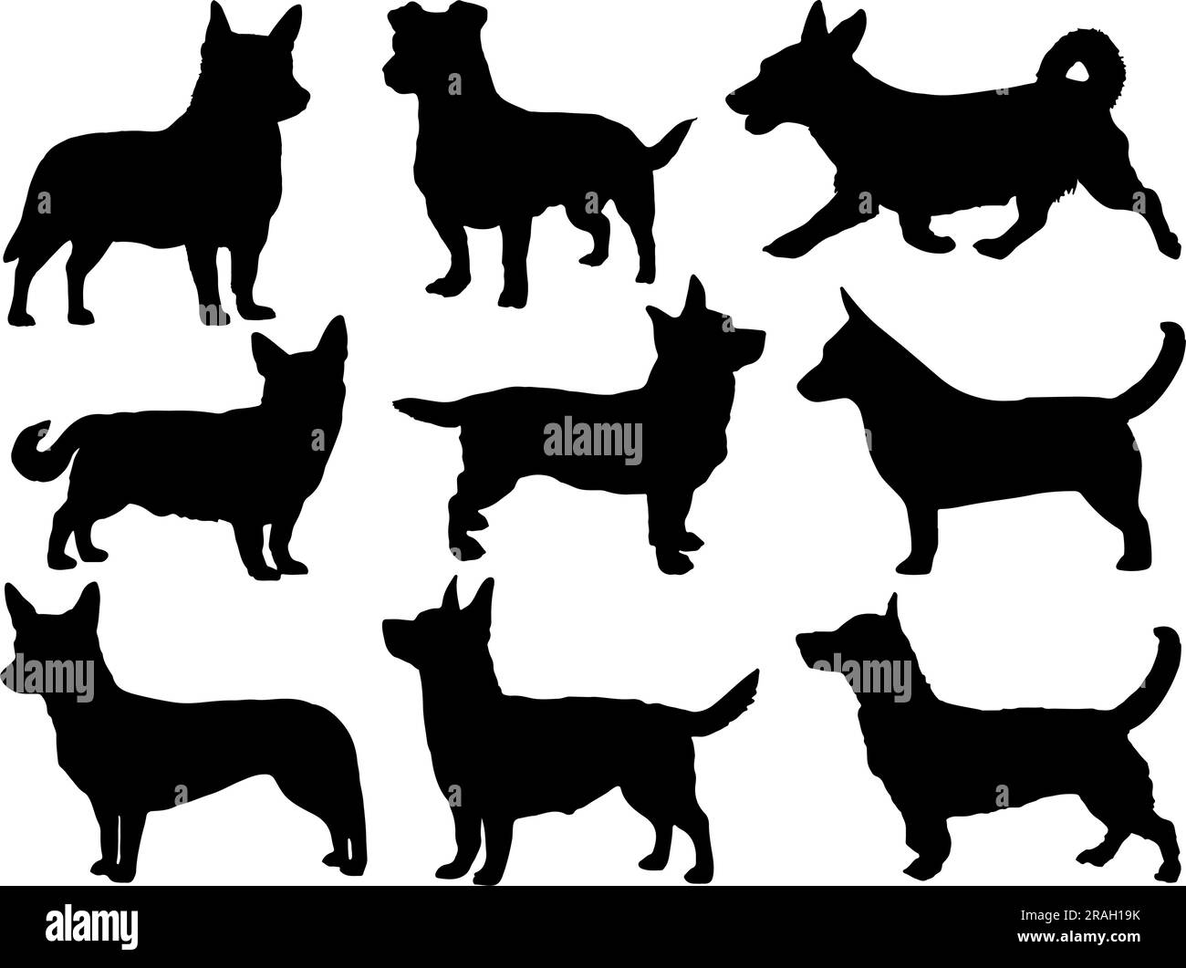 Ensemble de Silhouette de chien Lancashire Illustration de Vecteur