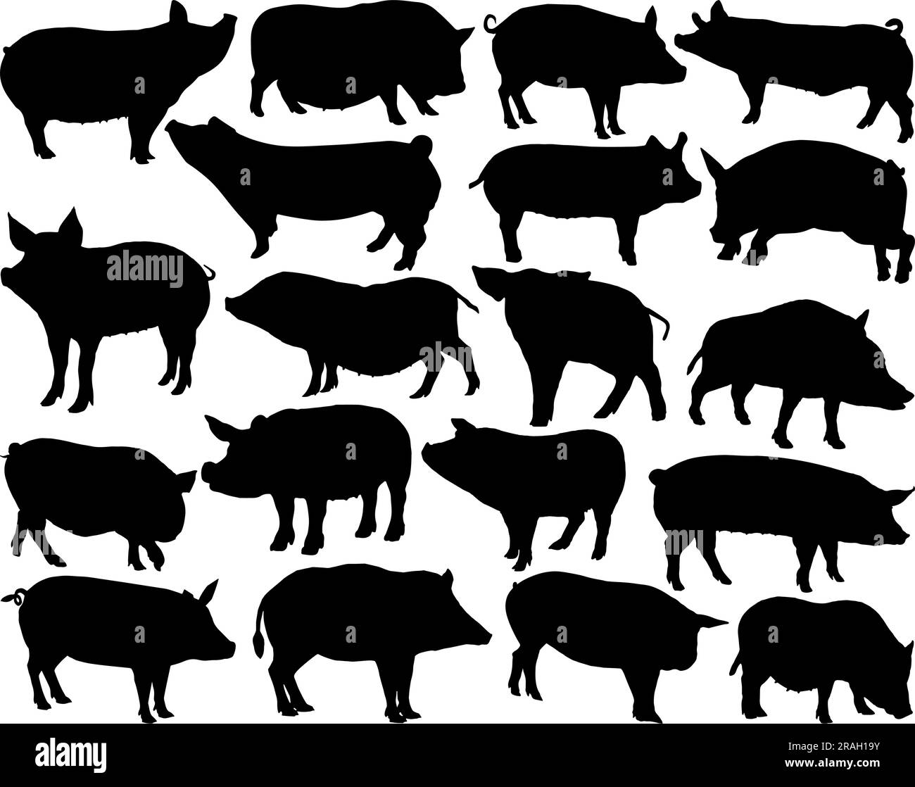 Ensemble de cochon Silhouette Illustration de Vecteur