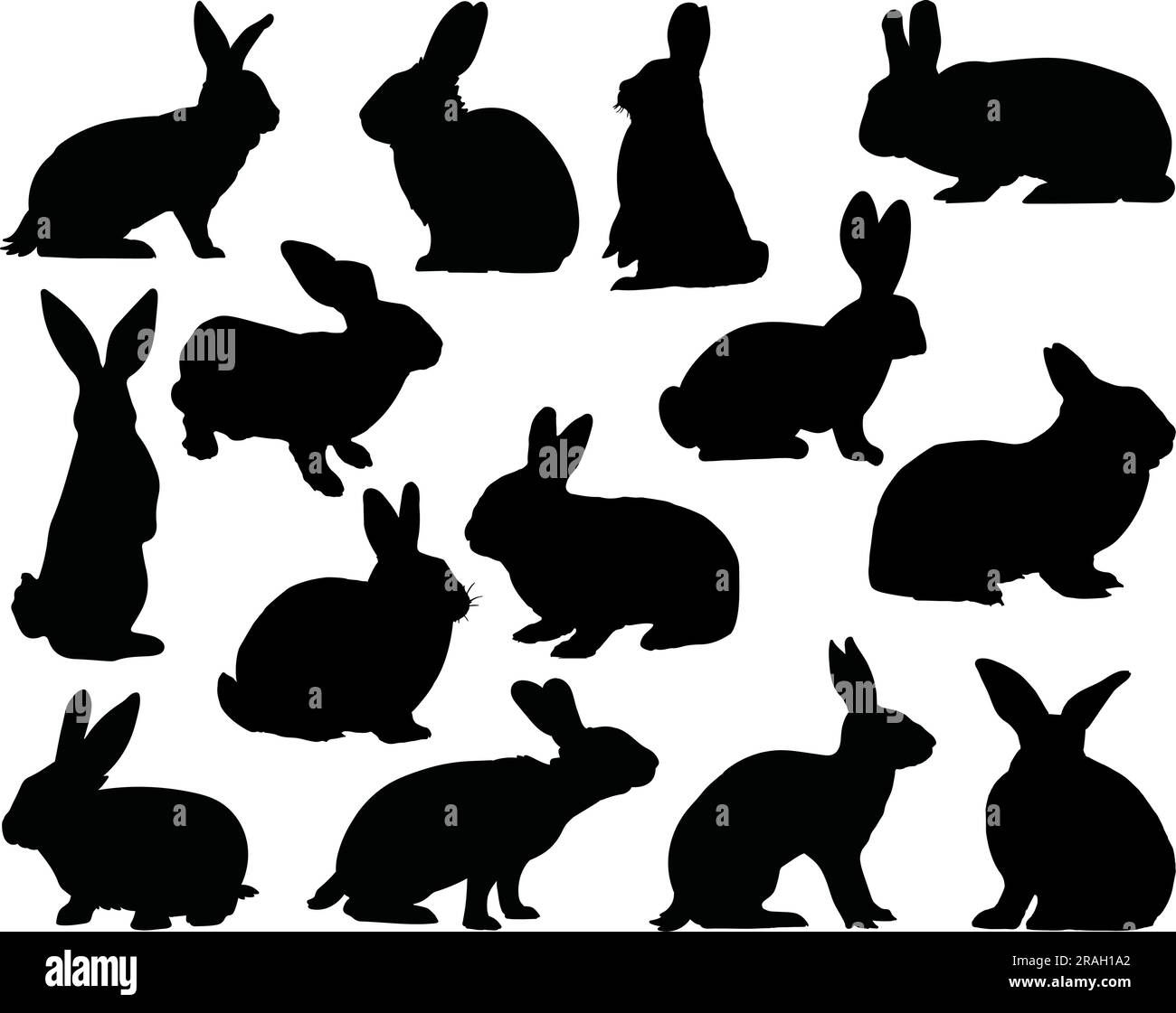 Ensemble de Silhouette de lapin Illustration de Vecteur