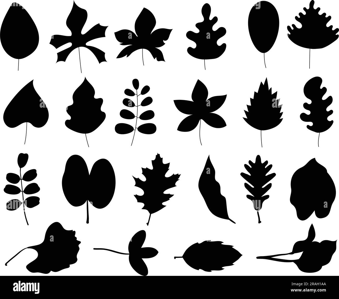 Ensemble de feuilles Silhouette Illustration de Vecteur