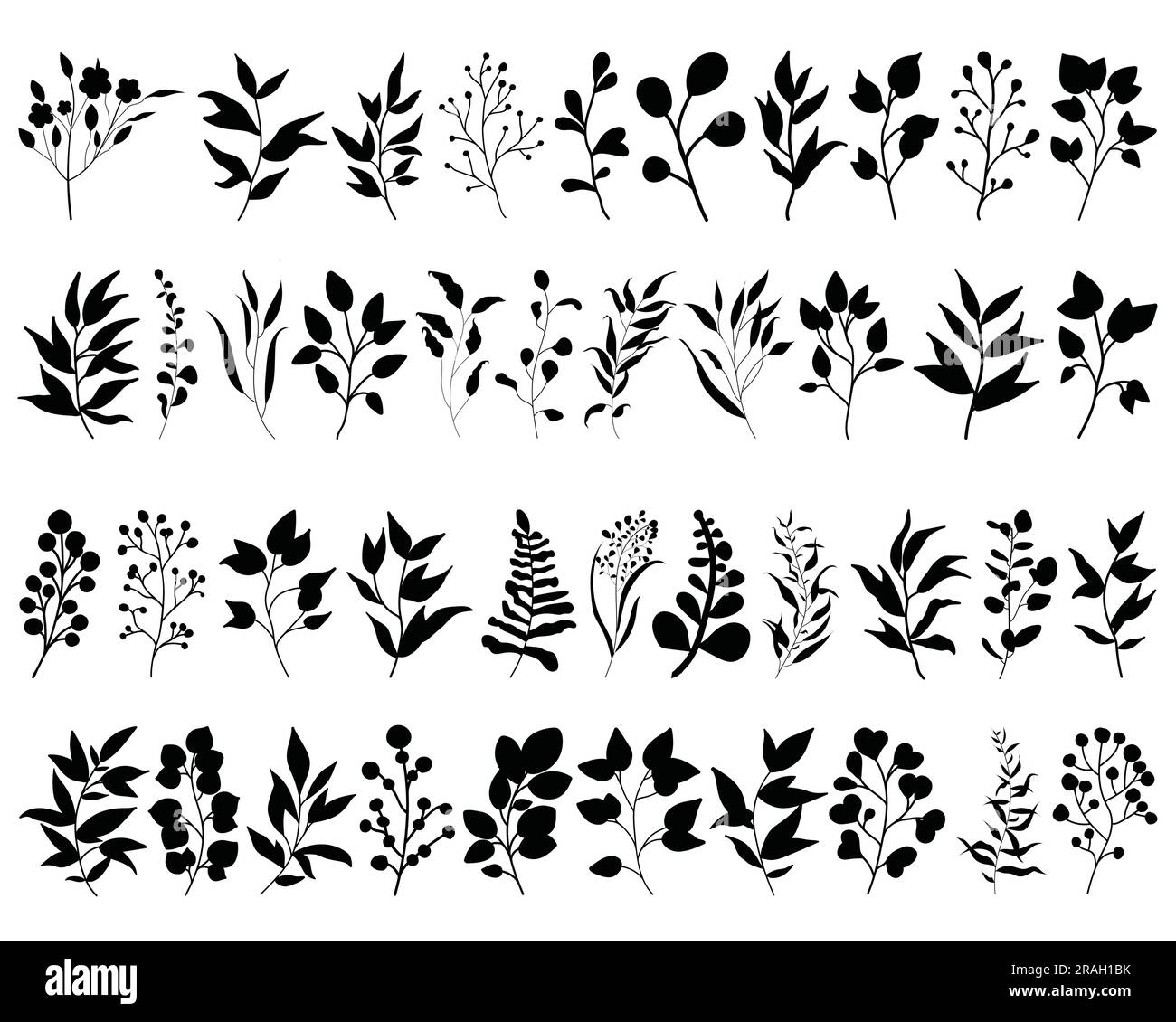 Ensemble de feuilles Silhouette Illustration de Vecteur