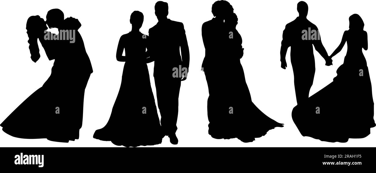 Ensemble de mariée et Groom Silhouette Illustration de Vecteur