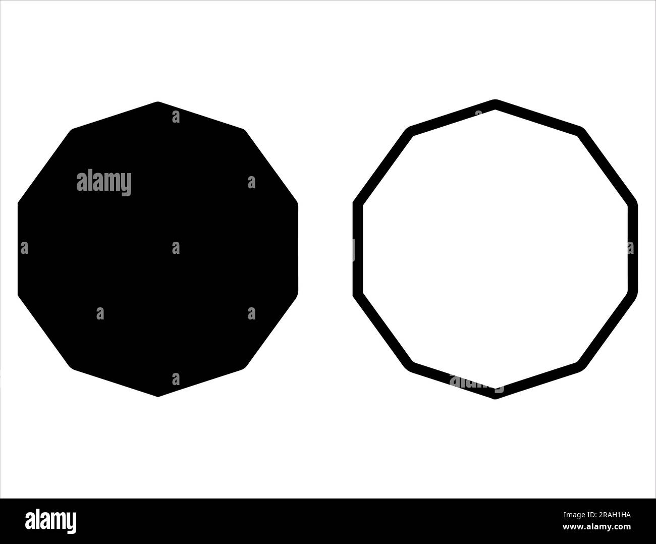 Ensemble de Silhouette d'icône Decagon Illustration de Vecteur