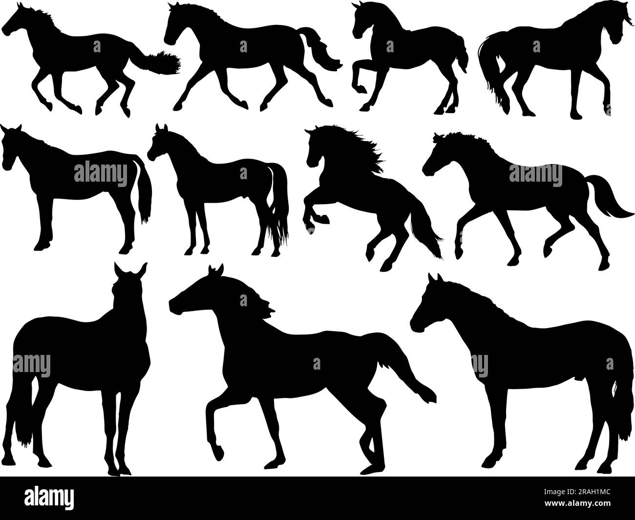 Ensemble de silhouette de cheval Illustration de Vecteur