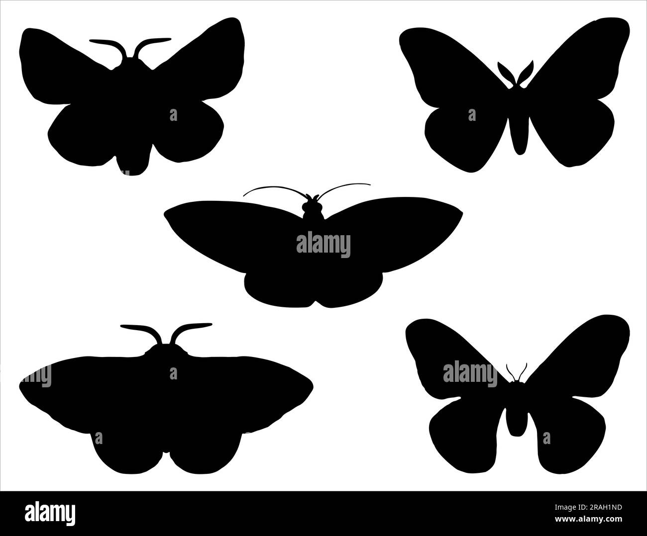 Ensemble de Moth Silhouette Illustration de Vecteur