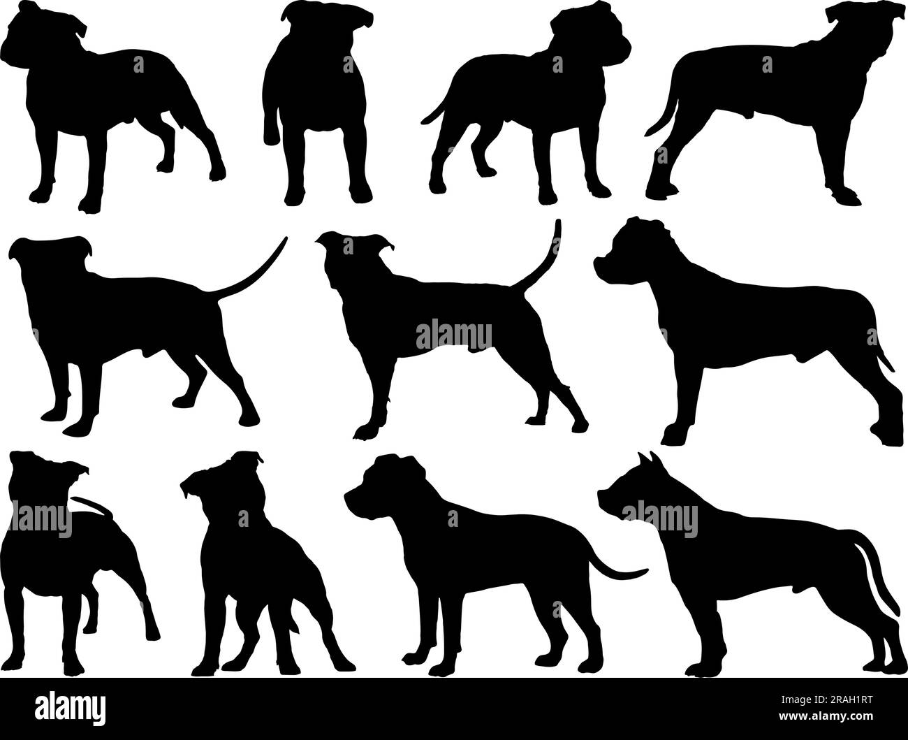 Ensemble de Staffordshire Dog Silhouette Illustration de Vecteur