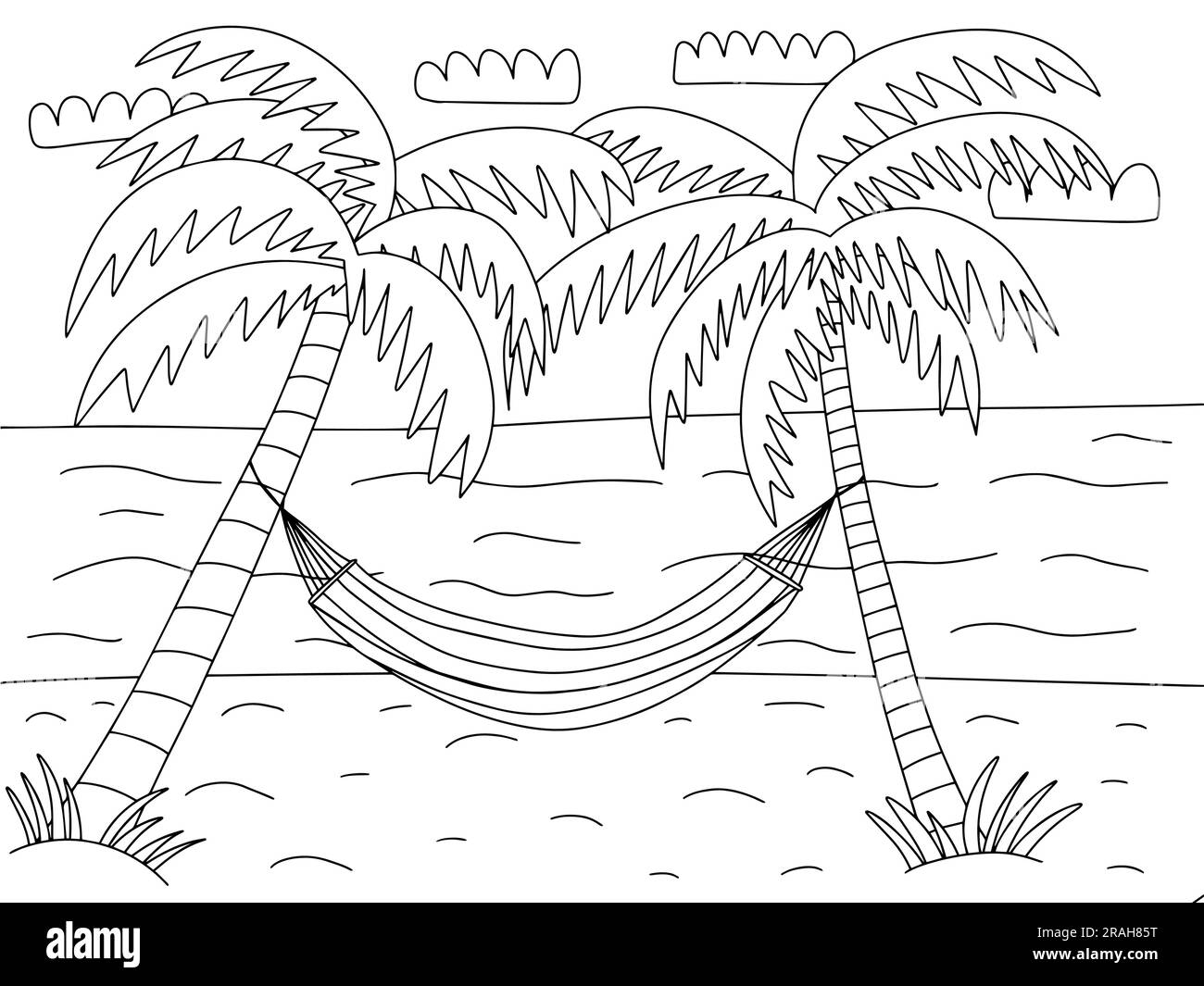 Palmiers vectoriels avec hamac Illustration de Vecteur