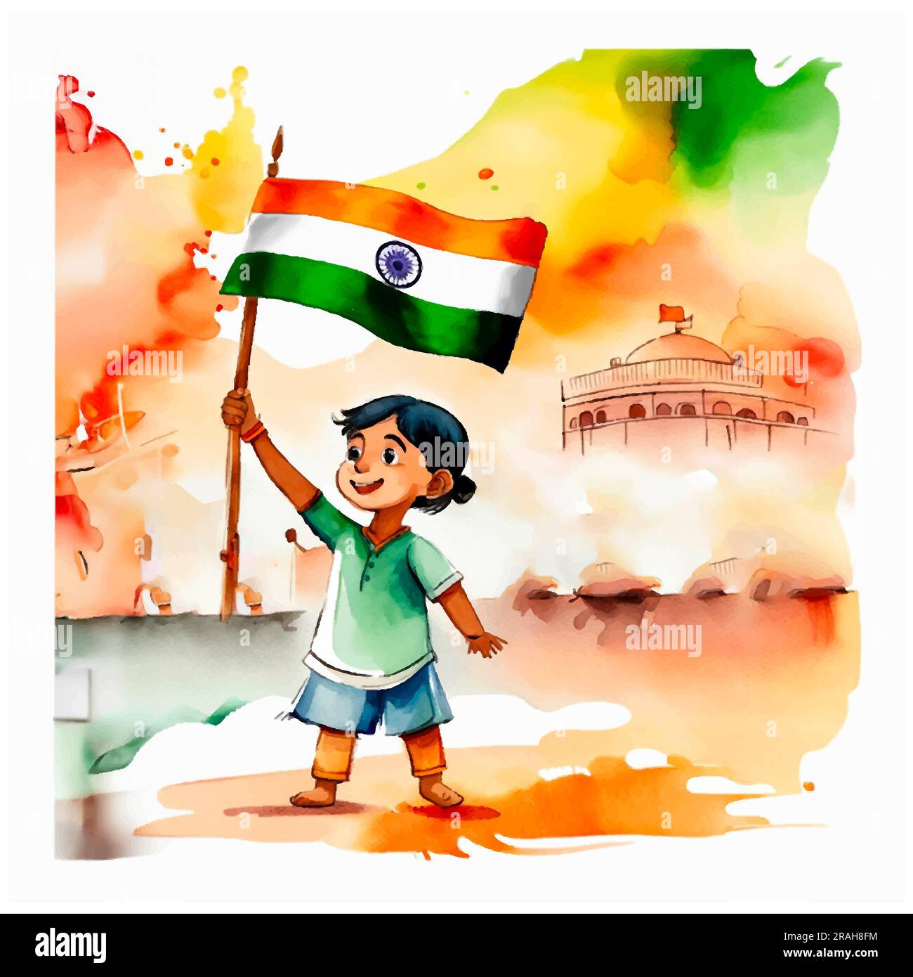 Vecteur aquarelle Indian Independence Day Celebration Banque D'Images