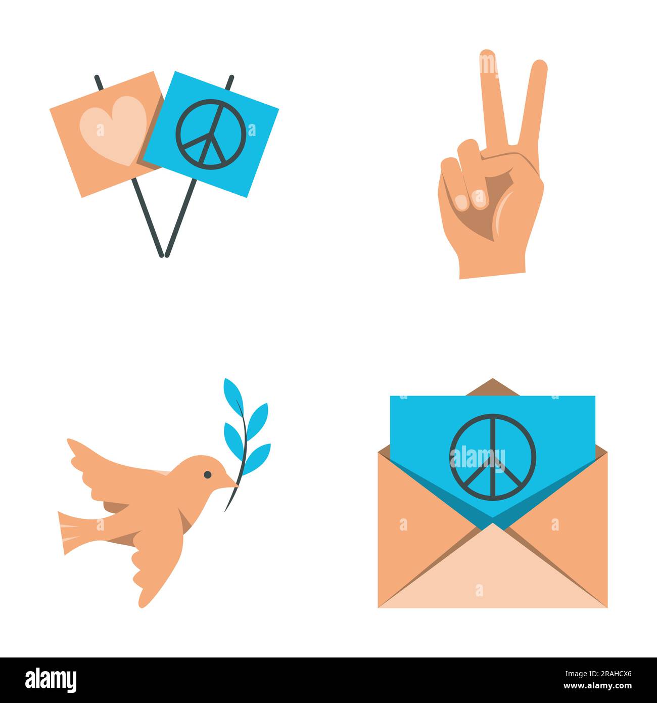 Ensemble d'icônes plates pacifisme et paix. Colombe de la paix, symboles de geste V. Illustration vectorielle. Illustration de Vecteur Ensemble d'icônes plates pacifisme et paix. Colombe de la paix, symboles de geste V. Illustration vectorielle. Illustration de Vecteur