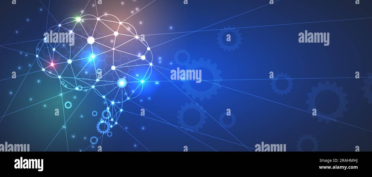 Cerveau humain abstrait. Intelligence artificielle nouvelle technologie. Science contexte futuriste Illustration de Vecteur