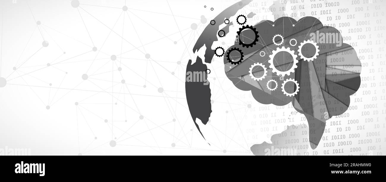 Cerveau humain abstrait. Intelligence artificielle nouvelle technologie. Science contexte futuriste Illustration de Vecteur