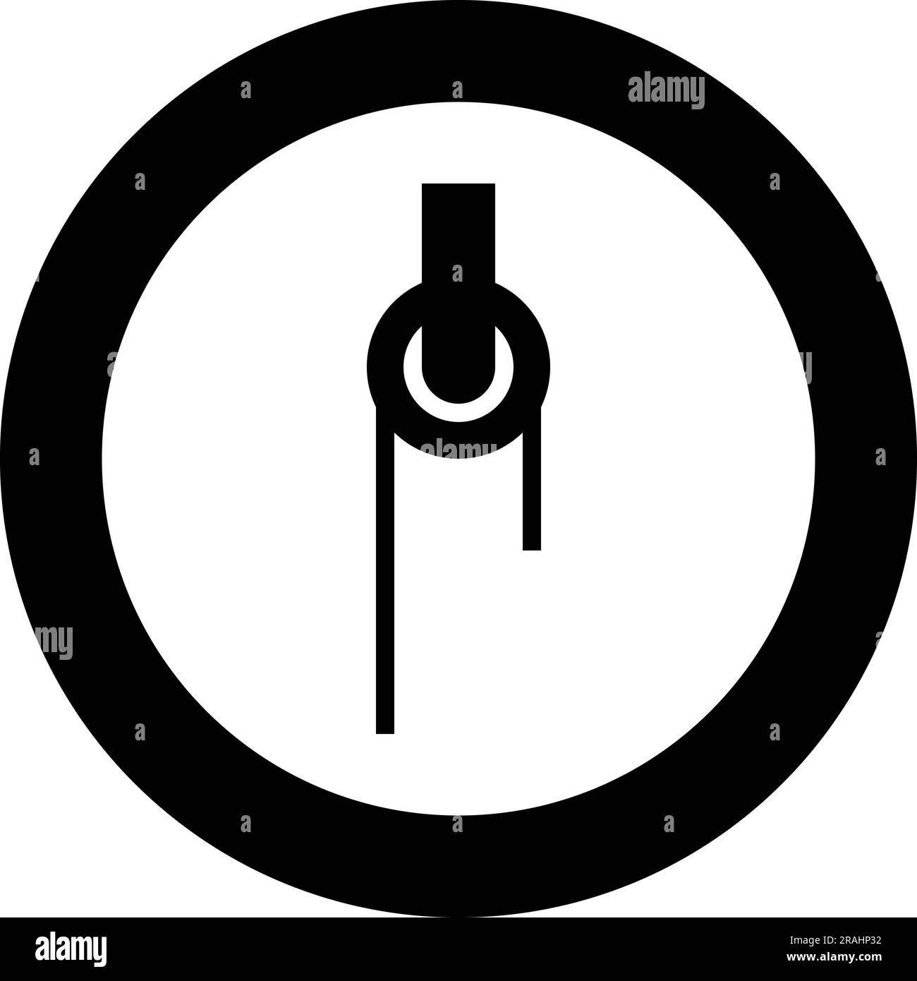 Treuil avec poulie de corde construction de bloc d'escalade équipement icône de poulie en cercle rond noir couleur vecteur illustration image style de contour plein Illustration de Vecteur
