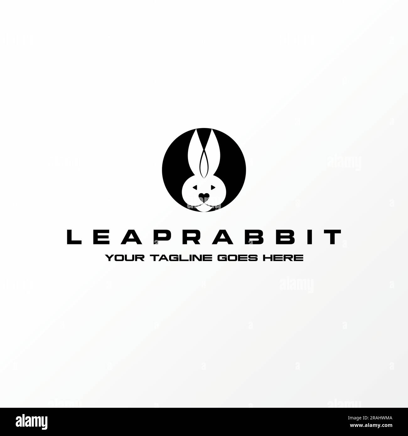 Logo design concept graphique créatif abstrait premium vecteur libre tête et oreilles lapin drôle sur bloc de cercle. Lié à la ferme d'animaux de compagnie active Illustration de Vecteur