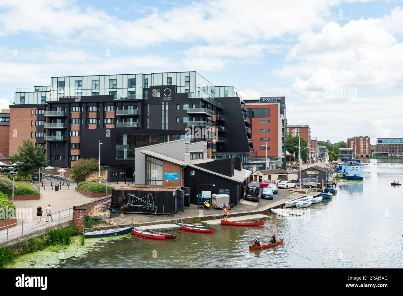 Vue Brayford North Quayside depuis Brayford Way Flyover, Lincoln City, Lincolnshire, Angleterre, Royaume-Uni Banque D'Images