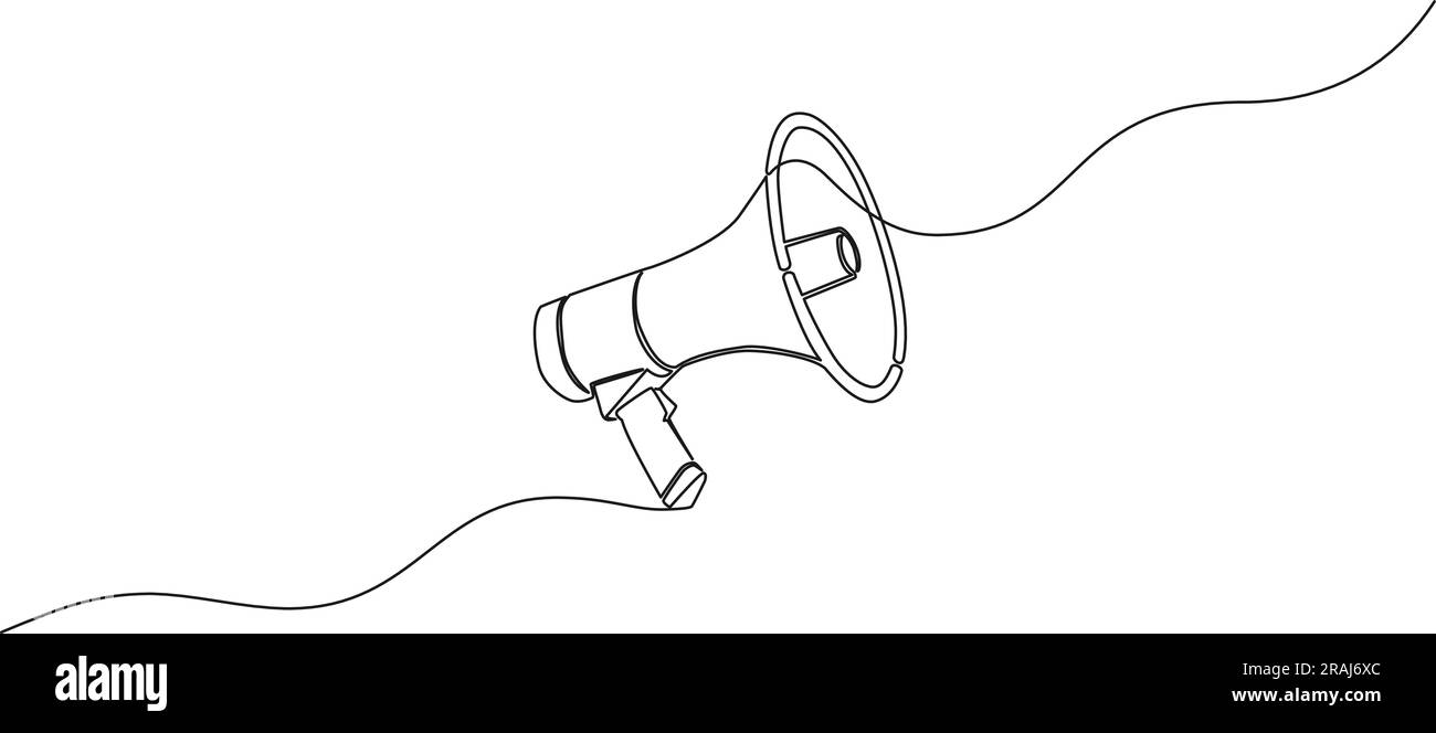dessin continu d'une seule ligne de la corne de taureau, l'annonce de mégaphone concept art de ligne illustration vectorielle Illustration de Vecteur