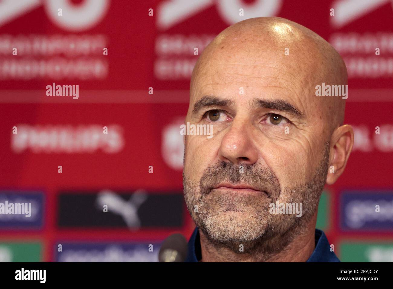 Eindhoven, pays-Bas. 4 juillet 2023. Le nouvel entraîneur-chef Peter Bosz lors d'une présentation au stade Phillips sur 4 juillet 2023 à Eindhoven, pays-Bas. ANP JEROEN PUTMANS/Alamy Live News Banque D'Images