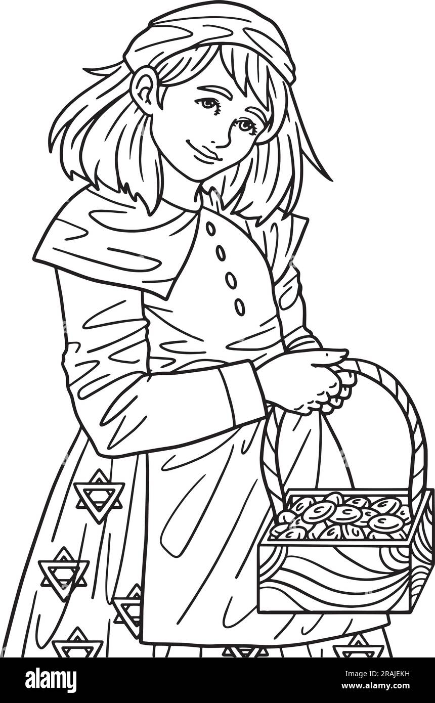 Panier de transport pour fille Hanukkah pour adultes isolés Illustration de Vecteur