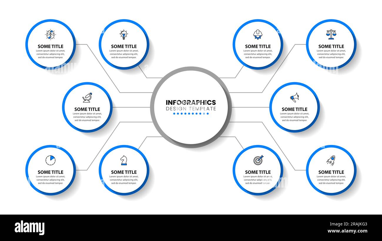 Modèle d'infographie avec icônes et 10 options ou étapes. Peut être utilisé pour la mise en page de flux de travail, le diagramme, la bannière, la conception Web. Illustration vectorielle Illustration de Vecteur
