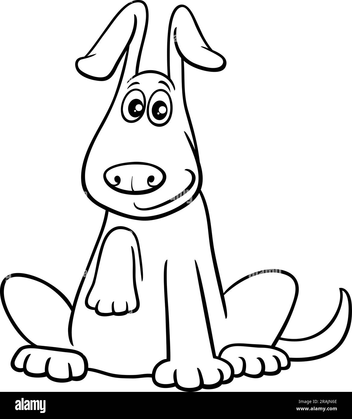 Dessin animé noir et blanc illustration de drôle de chien bande dessinée caractère page de coloriage Illustration de Vecteur