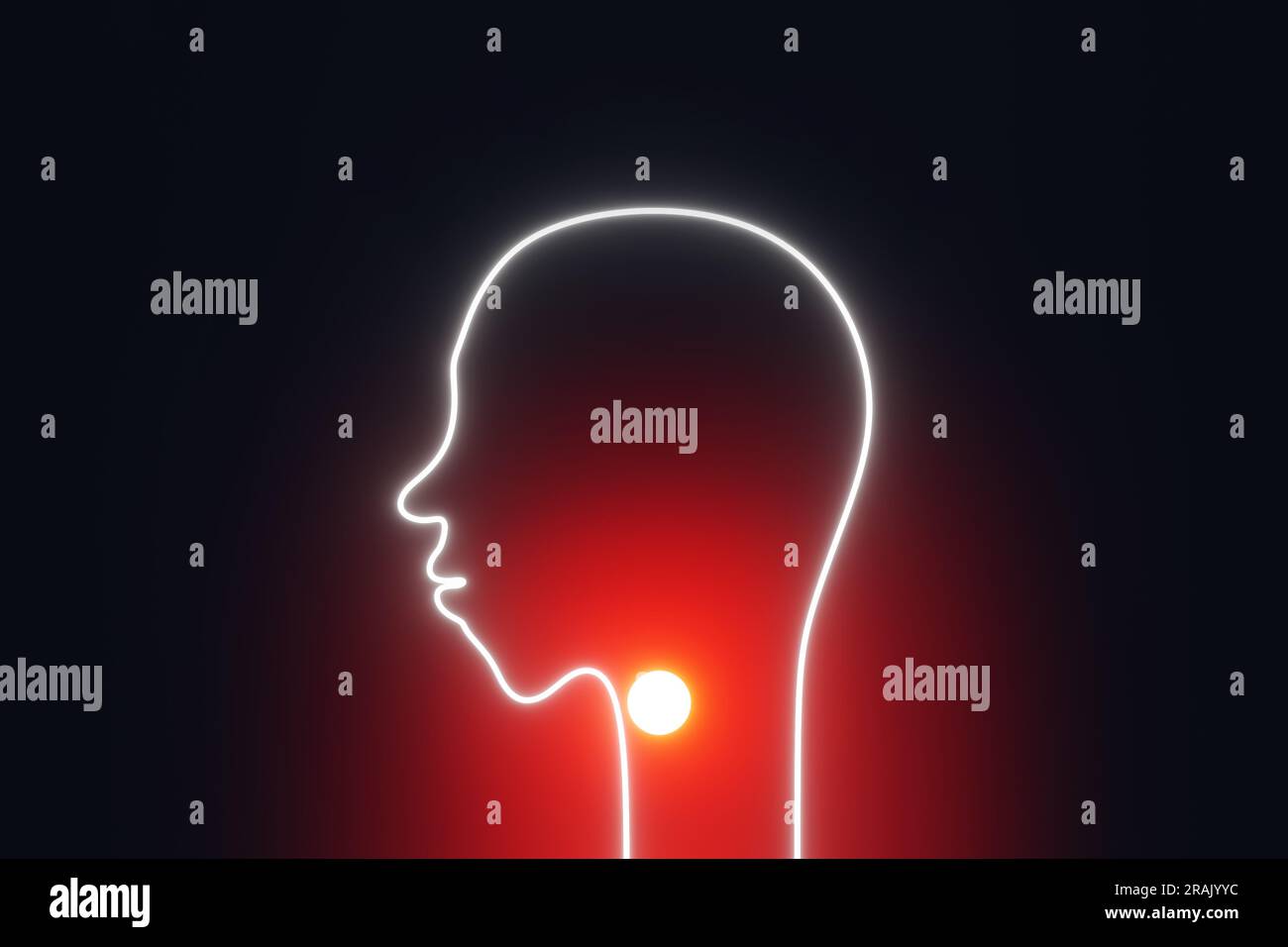 Concept de mal de Silhouette de tête humaine rouge luisante