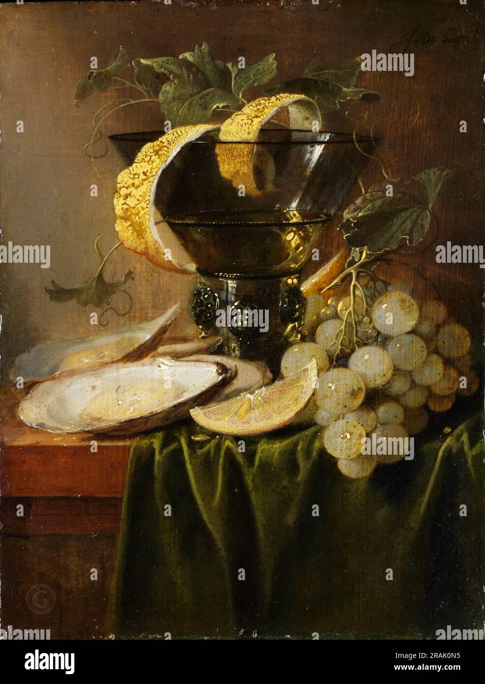 STILL Life with a Glass and Oysters Jan Davidsz de Heem: Dutch, Utrecht 1606–1683/84 Anvers ca. 1640; huile sur bois; Banque D'Images