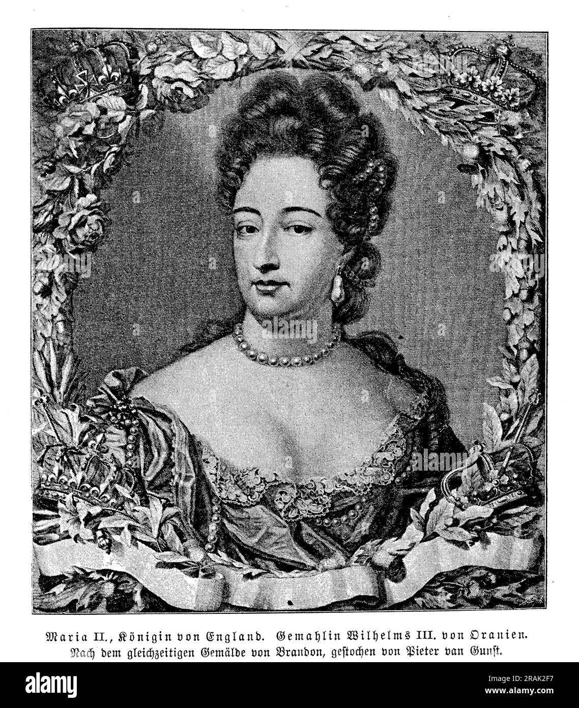 Maria II, d'Angleterre, a été le monarque conjoint de l'Angleterre, de l'Écosse et de l'Irlande de 1689 jusqu'à sa mort en 1694. Elle régna aux côtés de son mari, William III, dans le cadre de la Révolution glorieuse, qui a vu le renversement de son père, James II, et l'établissement d'une monarchie constitutionnelle en Angleterre. On se souvient de Maria et de William pour leur attachement à la tolérance religieuse et leur soutien à la Déclaration des droits, qui a affirmé les droits du Parlement et limité le pouvoir de la monarchie. Au cours de son bref règne, Maria a dû faire face à un certain nombre de défis, Banque D'Images