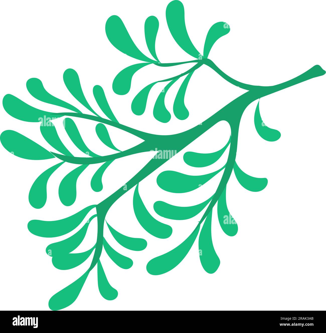 Icône de branche verte. Pousse d'arbre simple avec des feuilles Illustration de Vecteur