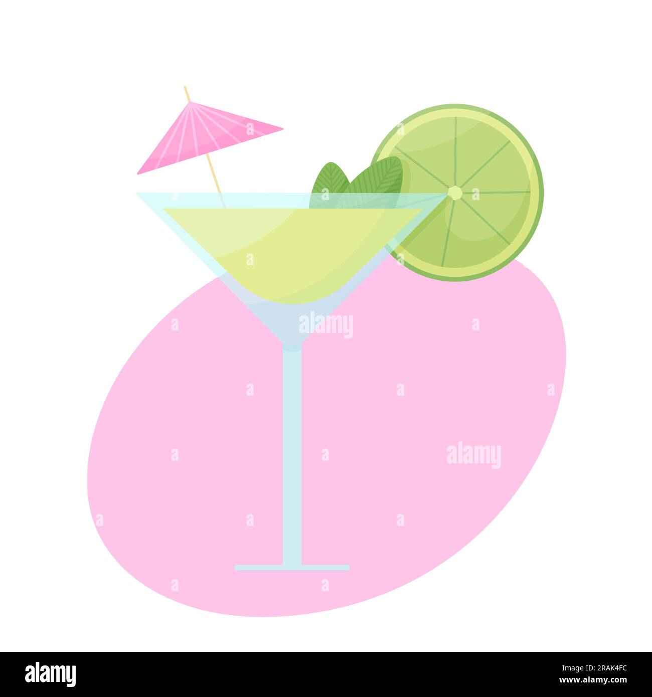 Cocktail tropical mojito frais et lumineux avec citron vert et menthe. Verre avec boisson. Illustration vectorielle plate pour le menu d'impression et de conception, affiches Illustration de Vecteur