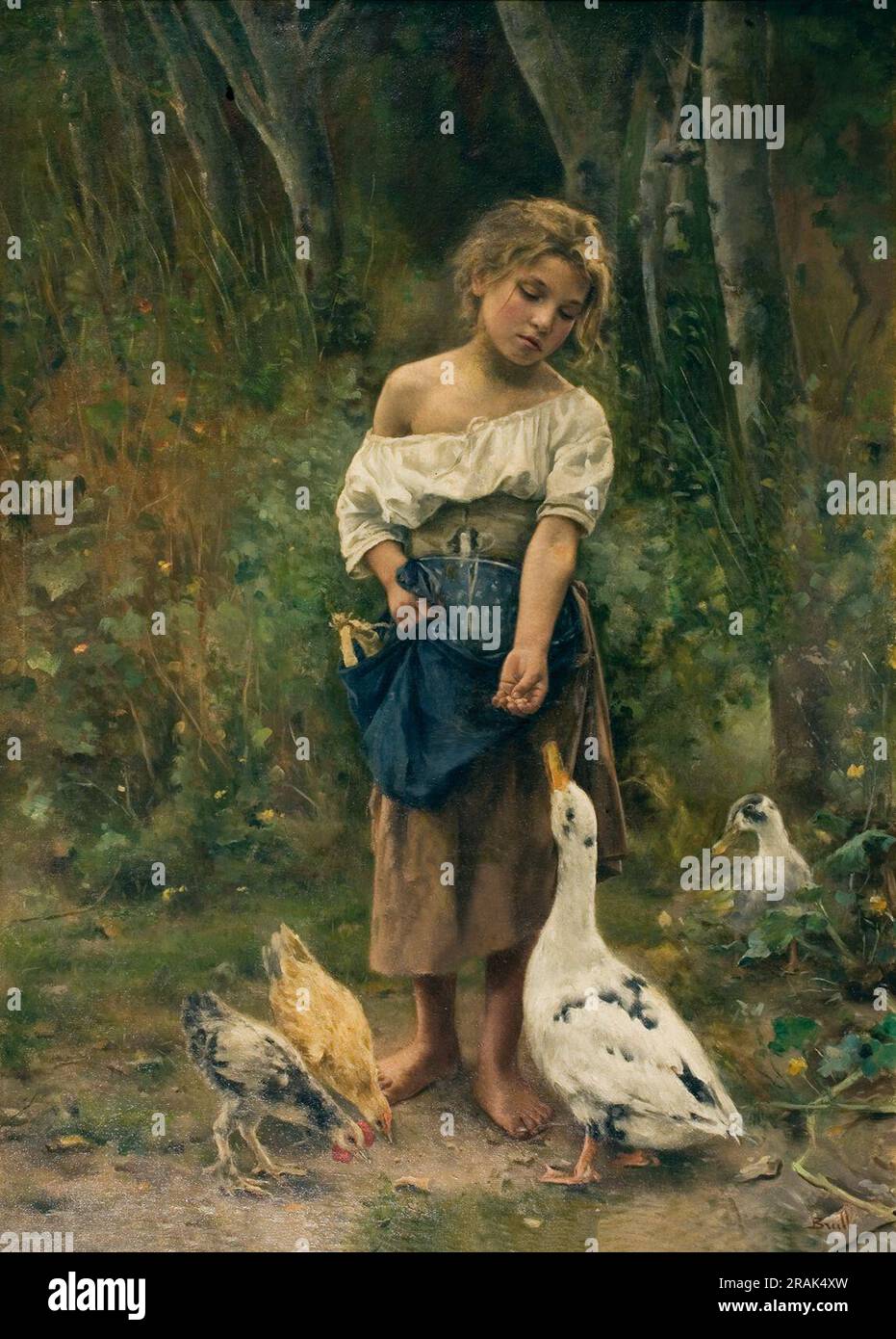 Fille avec oies 1891 par Joan Brull Banque D'Images